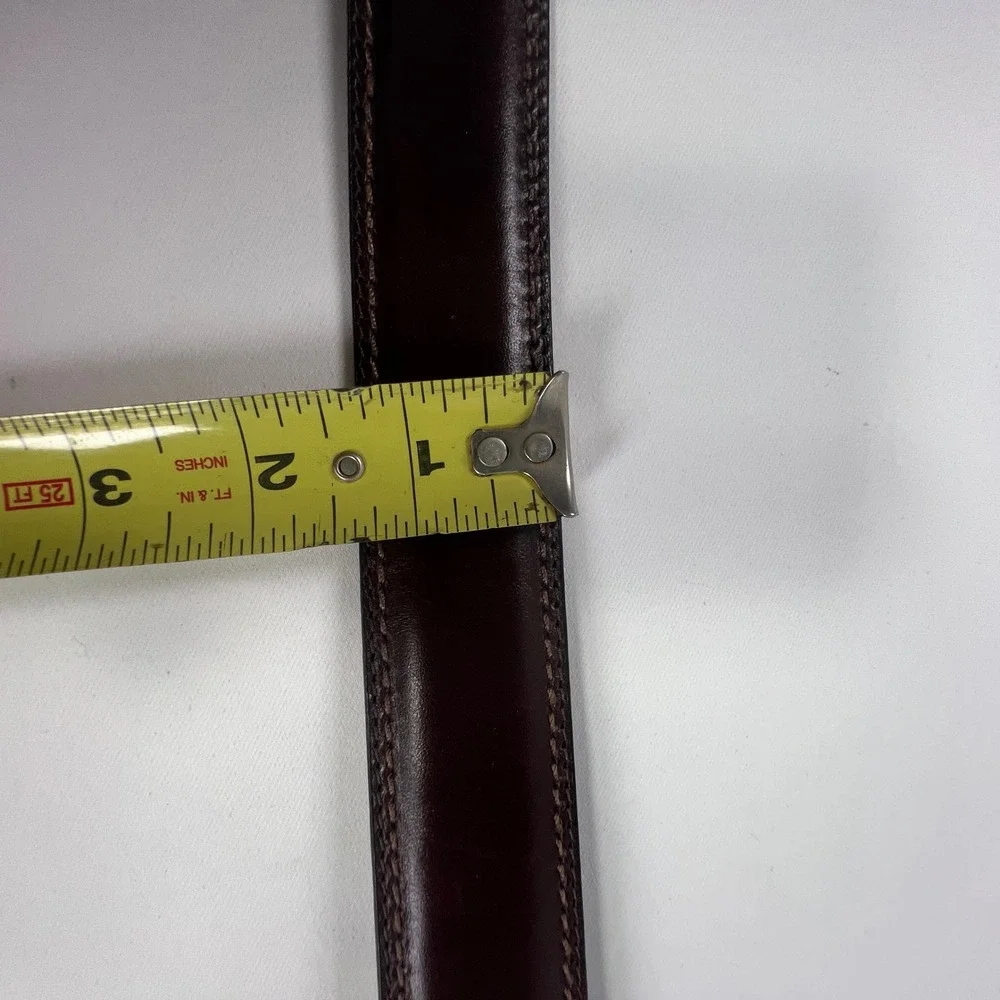 Dockers Mens Dark Brown Genuine Leather Belt Silver Buckle Size 32/80